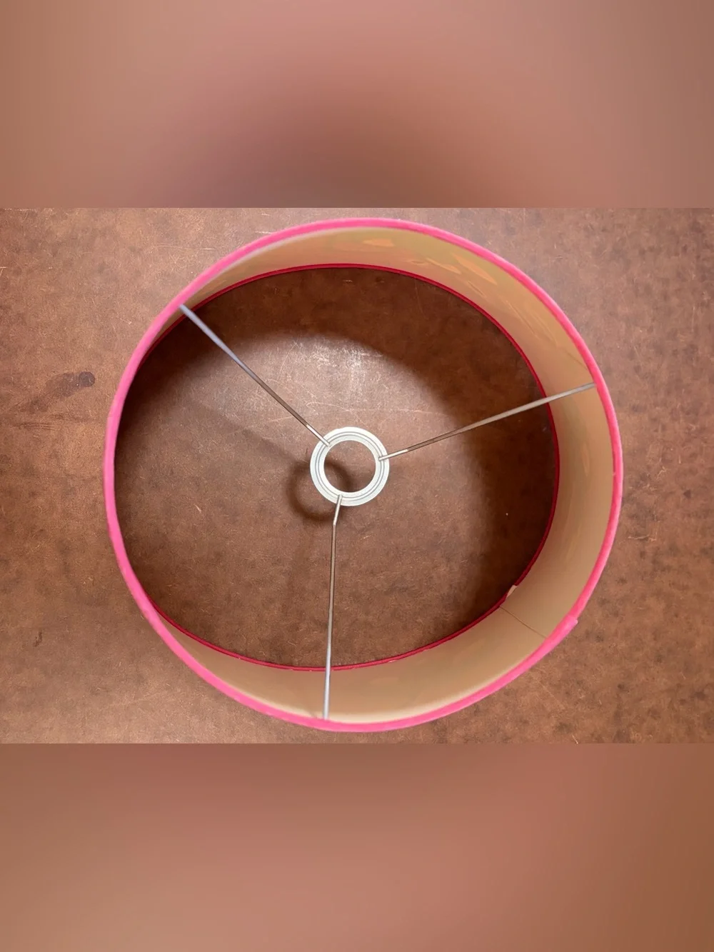 Vintgae- 🩷 Pink drum lampshade, embroidered folk-style floral patterns